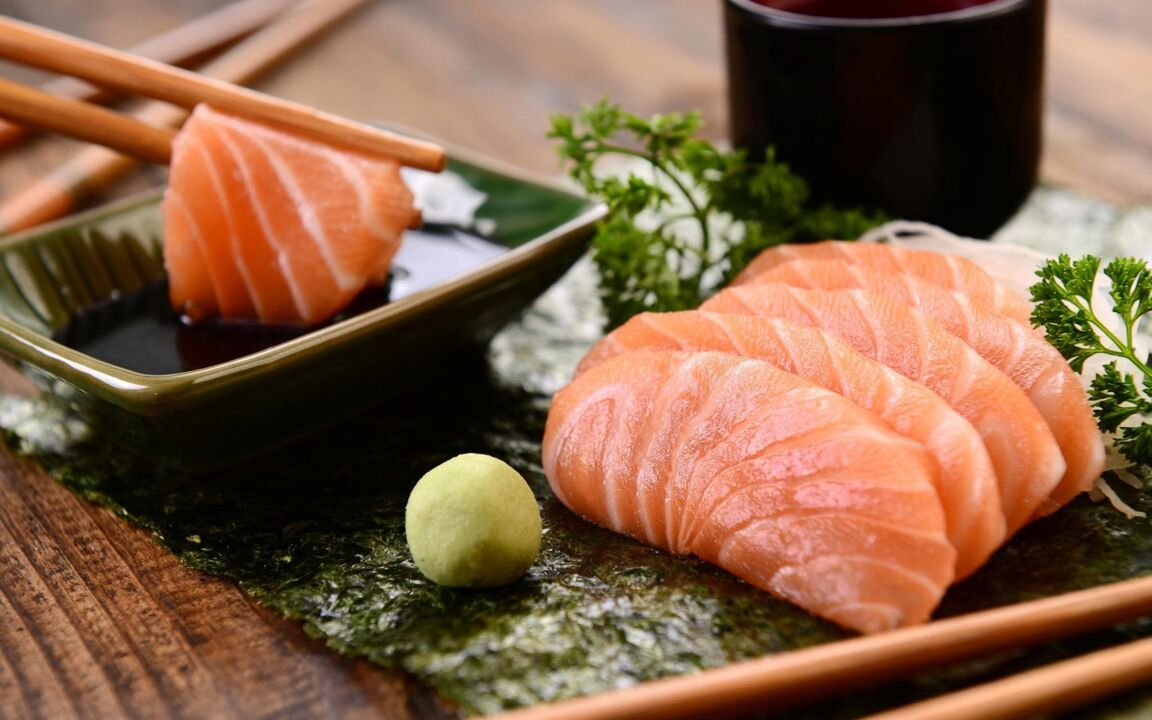 Рыба - адзін з асноўных прадуктаў японскай дыеты, за выключэннем тлустых гатункаў накшталт ласося. 